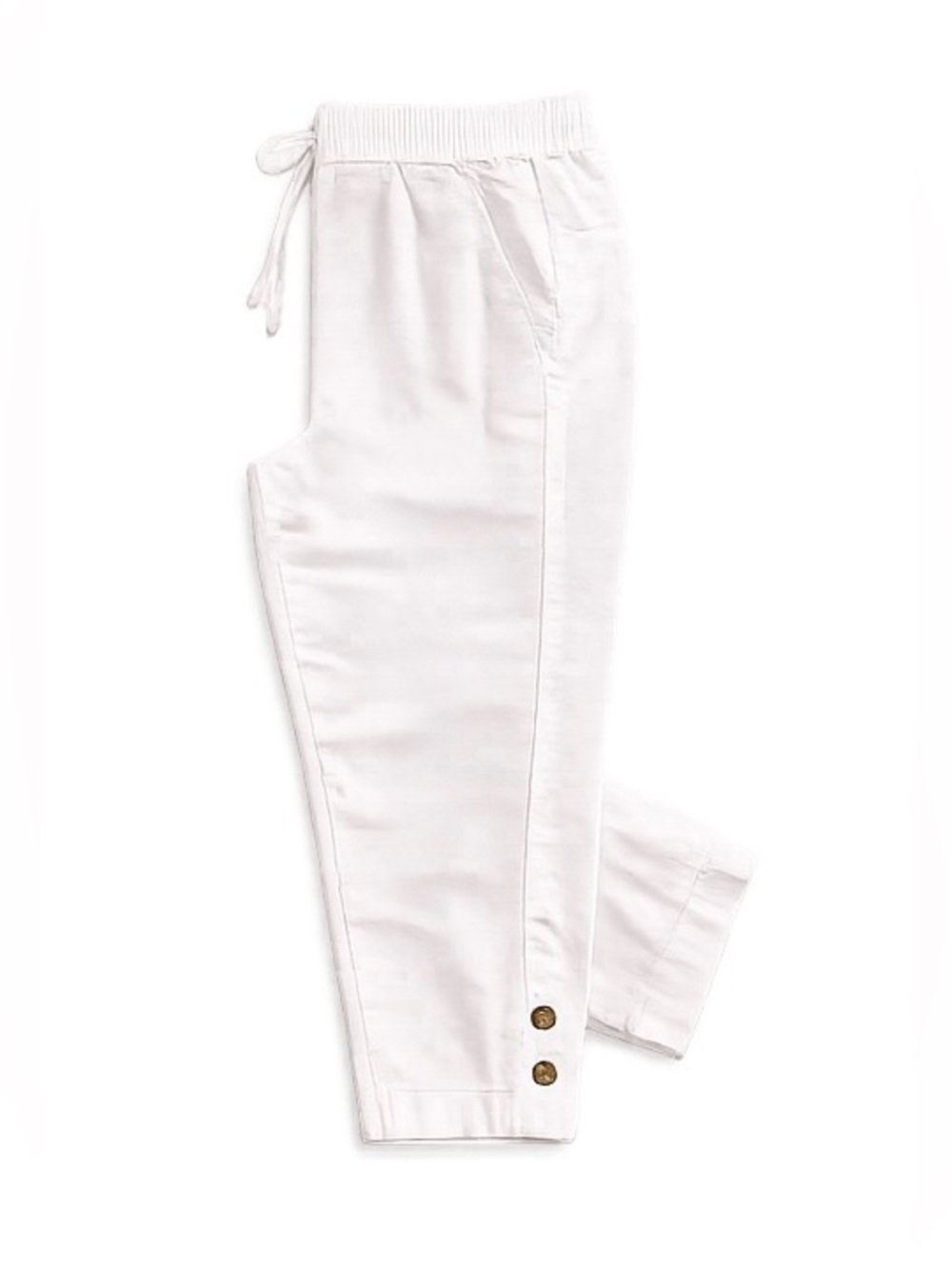 Coral Bay Women’s White Cropped Pants Size L 100% Cotton Pull-On Elastic Waist - Picture 4 of 4